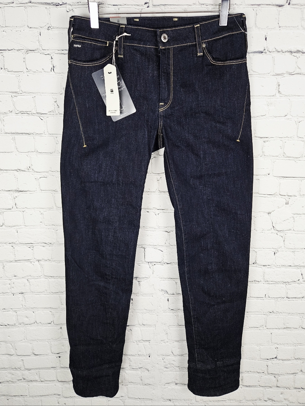 G-STAR RAW | Lanc 3D high waist slim straight dark wash cuffed hem jeans